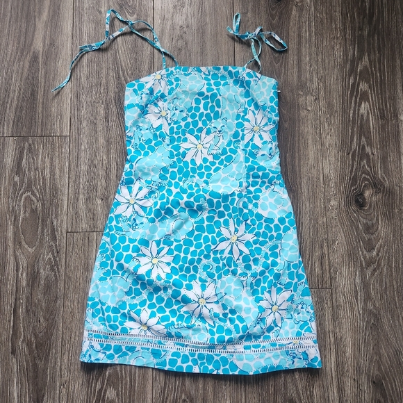 Lilly Pulitzer Dresses & Skirts - Vintage Lilly Pulitzer Leopard Daisy Print Blue Dress XS